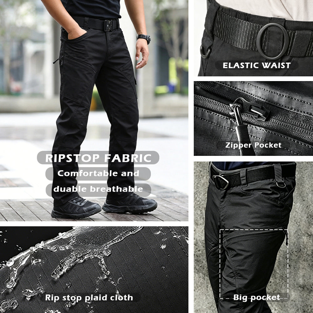Black | Front view of men's tactical pants