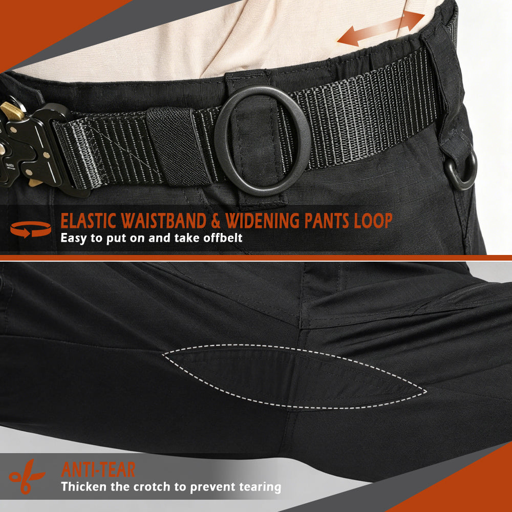 Black | Front view of men's tactical pants