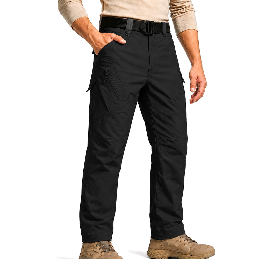 Black | Front view of men's tactical pants